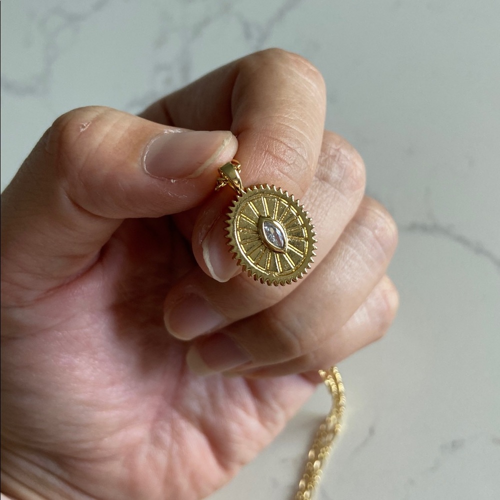 LVC Jewelry โข Yellow Gold Plated Necklace with Evil Eye Charm - Picture 5 of 11